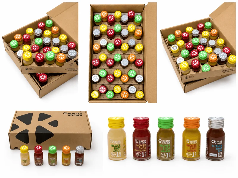 Ingwer Shot Kur (gemischt) - 42 Shots - Box - Classic, Kurkuma, Granatapfel, Ananas und Vitamin Shot Acai